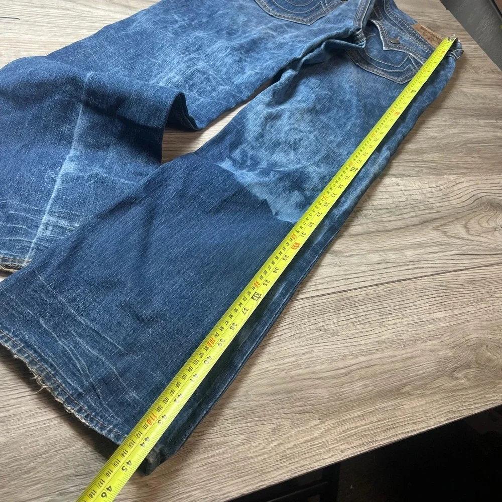 True Religion Ricky Big QT Mens 38 Blue Straight Leg Faded Denim Jeans USA Made